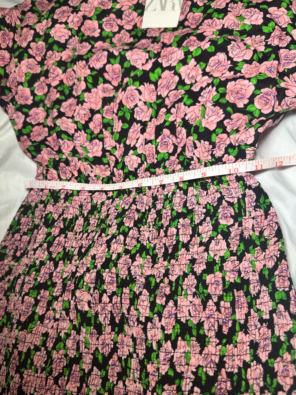 NWT ZARA pink rose floral print minidress in size Small - Picture 8 of 16